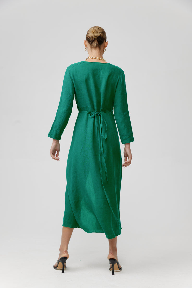 SIENNA WRAP DRESS - GREEN