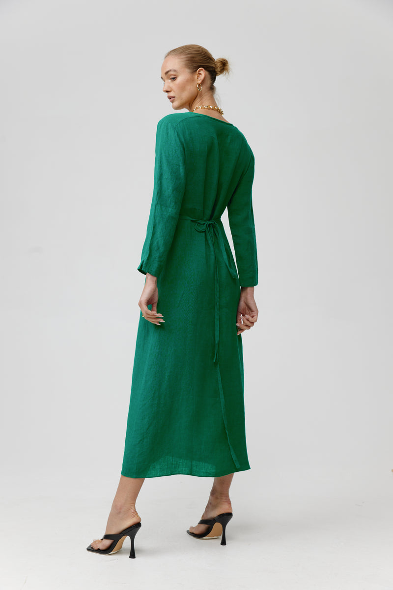 SIENNA WRAP DRESS - GREEN