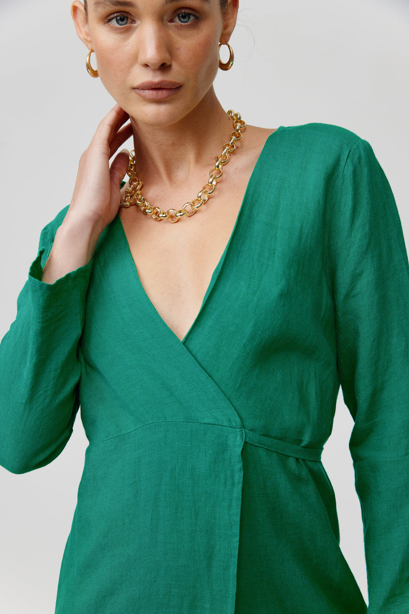 SIENNA WRAP DRESS - GREEN